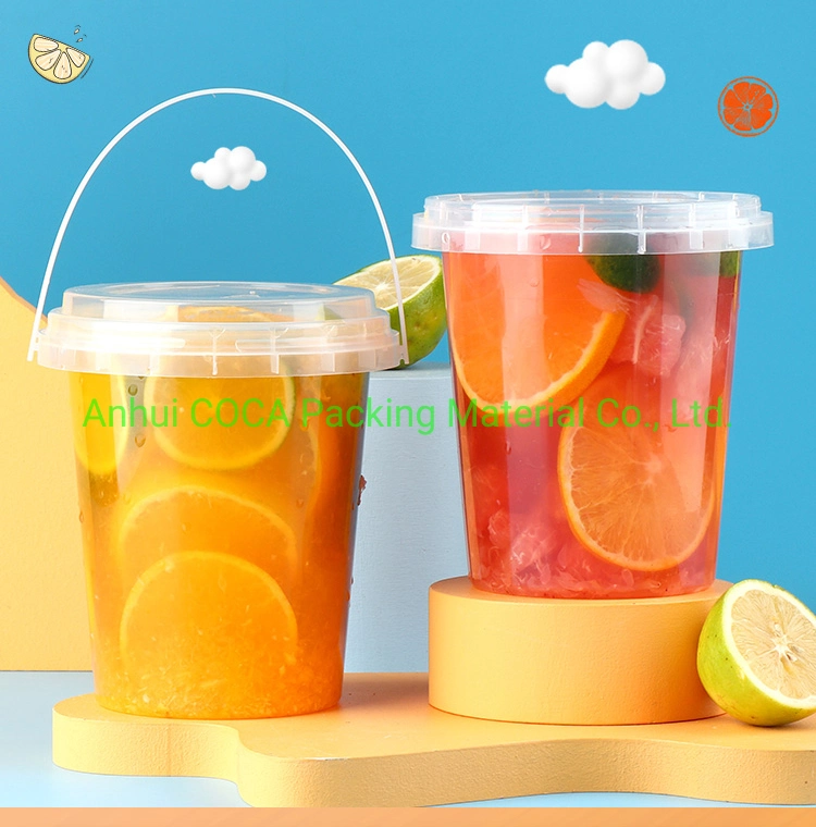 500/700/1000ml Oversized Hand-Held Boba Cup Milk Bubble Tea Container Barrel for Cold Hot Beverage with Lid and Handle