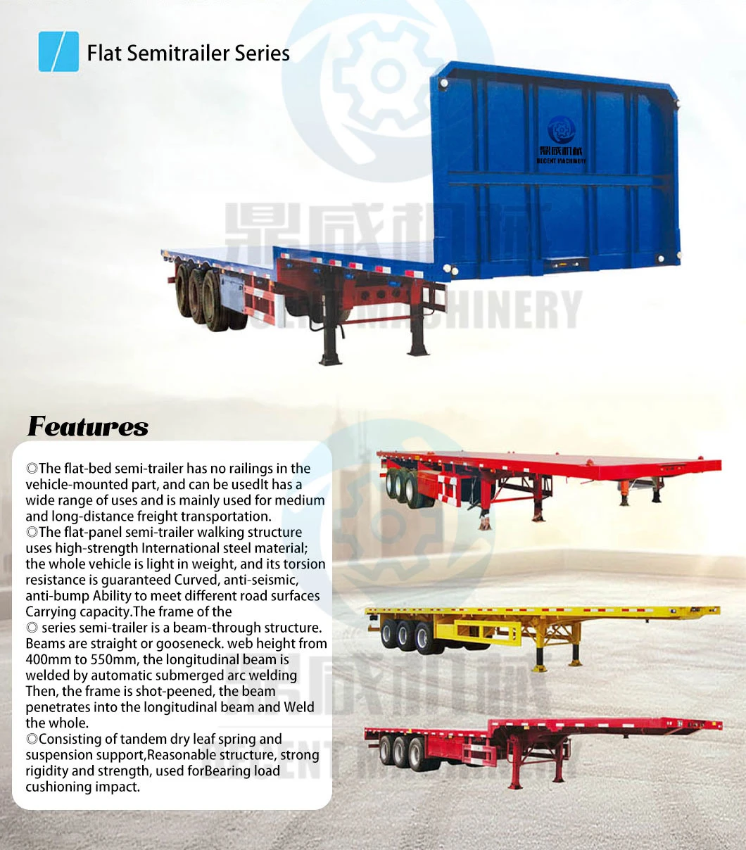Lowboy Semi Trailer with 100 Ton Loading Capacity and 4 Axles for Oversized Cargo